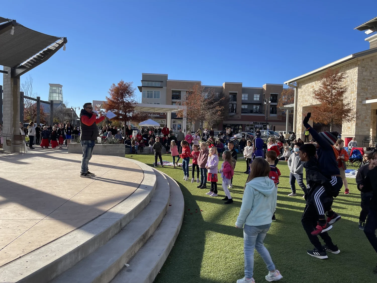 Neighbors gathering outdoors at Fairview Town Center
